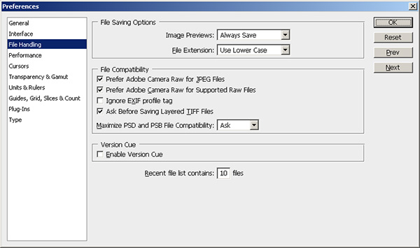 Photoshop CS3 Preferences Settings