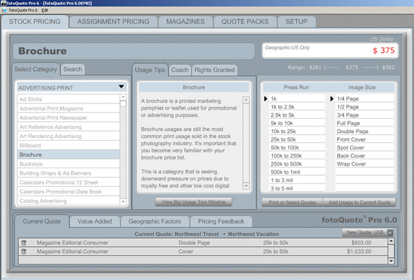 Tab 1 of FotoQuote Pro