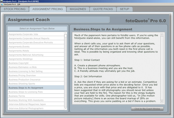 Tab 2 of FotoQuote Pro