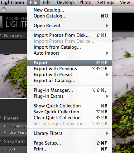 Open Export Dialog Open Export Dialog