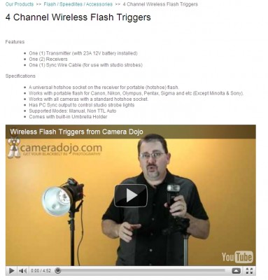 Wireless triggers from Camera Dojo