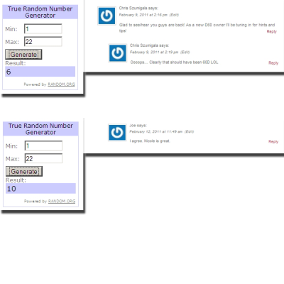 Comment Contest Winners Comment Contest Winners