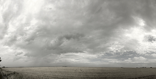 Black and White Panorama of the Kansas Skies